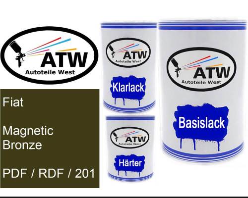 Fiat, Magnetic Bronze, PDF / RDF / 201: 500ml Lackdose + 500ml Klarlack + 250ml Härter - Set, von ATW Autoteile West.